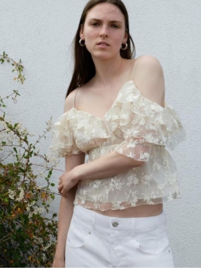 Zara Cream Floral Lace Blouse Women’s Size Small Nwt